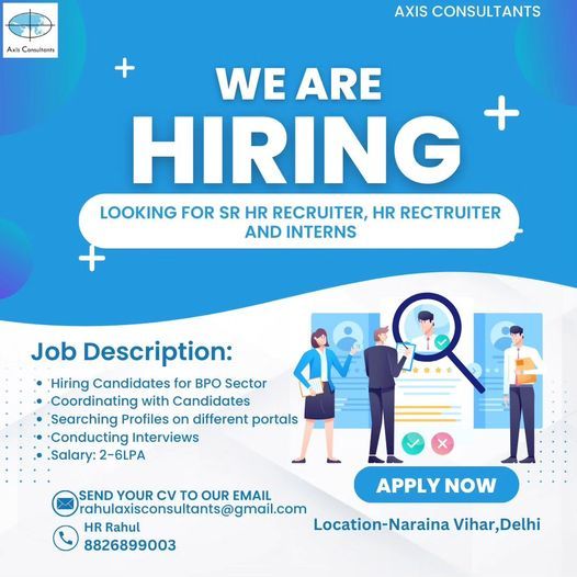 Hiring Inside Sales & Corporate Sales for IT Peripherals, IT Services, & Edutech. Contact Axis Consultant