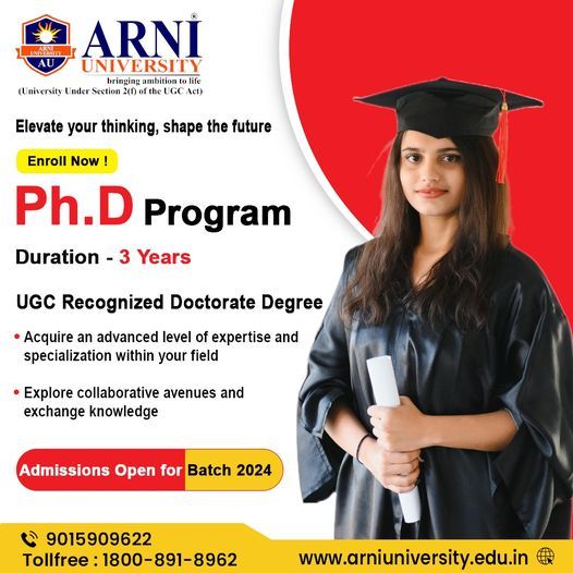 Apply Now for Ph.D. Admissions at Arni University – The Best University for Ph.D. Research and Innovation