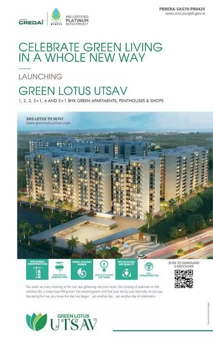Flats in green lotus utsav, PR 7 200 ft wide Airport Road zirakp