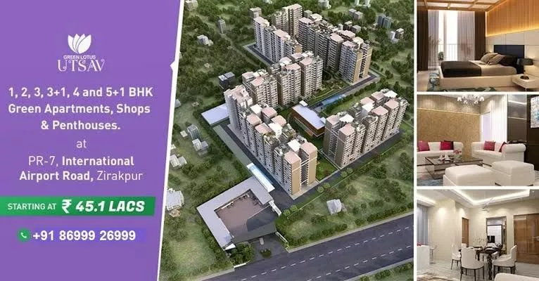Flats in green lotus utsav, PR 7 200 ft wide Airport Road zirakp