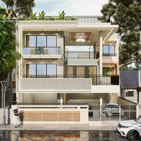 Elegant Minimalism: A Functional and Luxurious Joint Family Bungalow by Concept Space Architects"