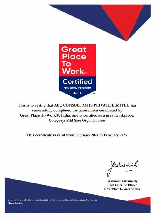 ABC Consultants: Proudly Certified as a Great Place to Work for the Second Year!