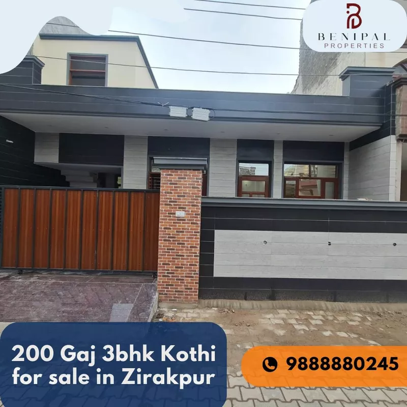 "Find Your Dream Home: Stunning 3BHK Kothi for Sale in Zirakpur—200 Gaj, Prime Location! Contact Benipal