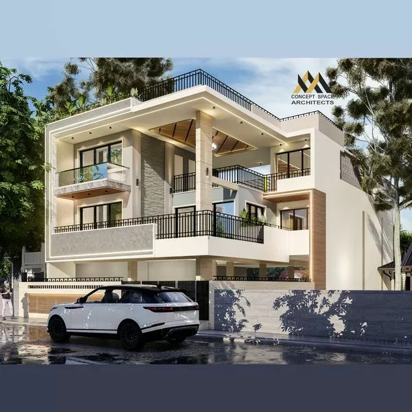 Elegant Minimalism: A Functional and Luxurious Joint Family Bungalow by Concept Space Architects"