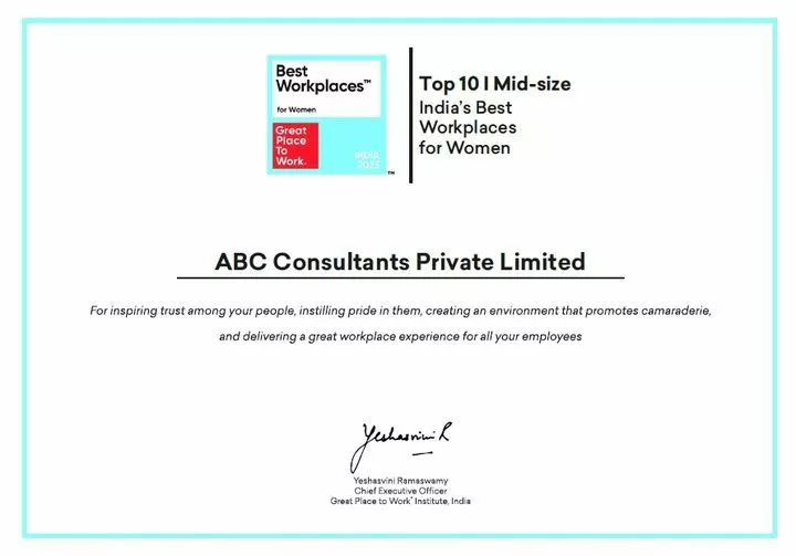 ABC Consultants: Proudly Certified as a Great Place to Work for the Second Year!