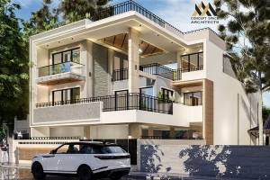 Elegant Minimalism: A Functional and Luxurious Joint Family Bungalow by Concept Space Architects" - Professional Services in Noida
